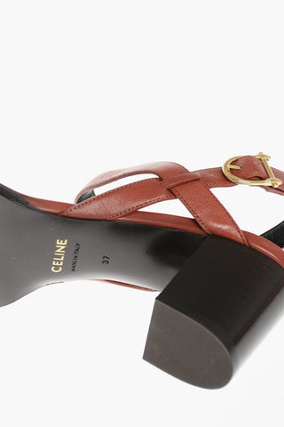 TRIOMPHE Leather Ankle-Strap Sandals 6cm