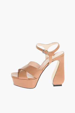 SI Soft Leather Sandals with Crossed Straps 13 cm