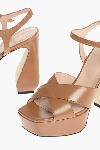 SI Soft Leather Sandals with Crossed Straps 13 cm