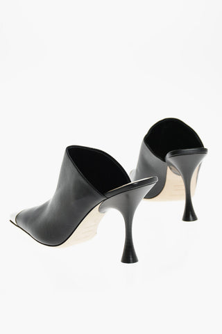 SR TWENTY Soft Leather Mules with Metal Square Toe 10 cm