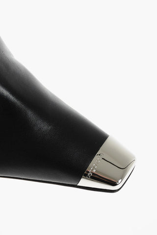 SR TWENTY Soft Leather Mules with Metal Square Toe 10 cm