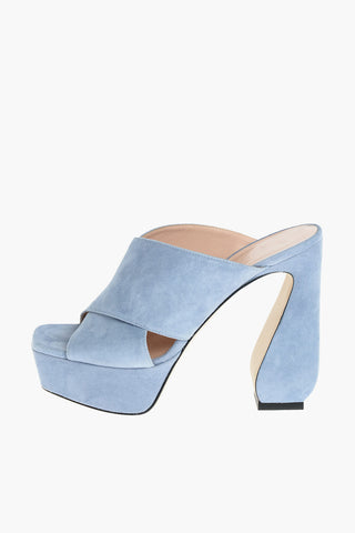 SI Suede Leather Mules with Crossed Straps 12,5 cm