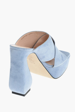 SI Suede Leather Mules with Crossed Straps 12,5 cm