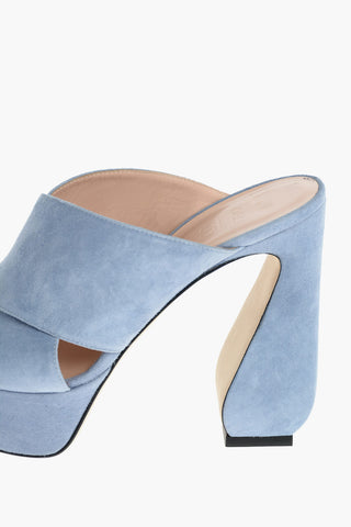 SI Suede Leather Mules with Crossed Straps 12,5 cm