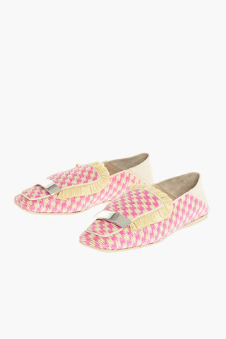 SR1 Slippers in Rafia con Placca in Metallo