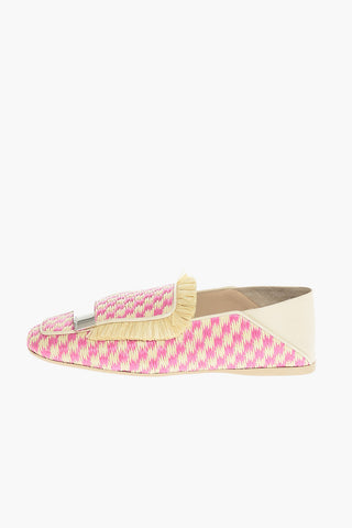 SR1 Slippers in Rafia con Placca in Metallo