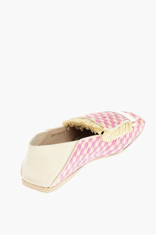 SR1 Slippers in Rafia con Placca in Metallo