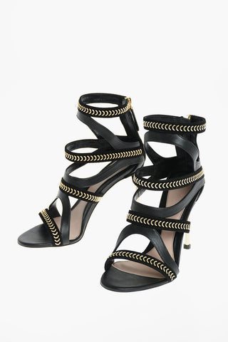 Soft Leather Sandals with Gold-tone Details 11 cm