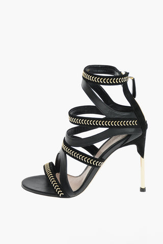 Soft Leather Sandals with Gold-tone Details 11 cm