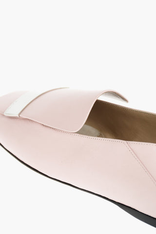 SR1 Soft Leather Square-toed Slippers with Decorative Plate