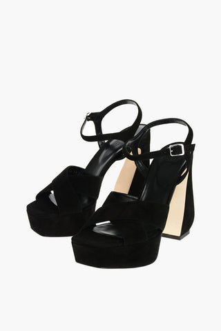 SI Suede Leather Sandals with Crossed Straps 13,5 cm