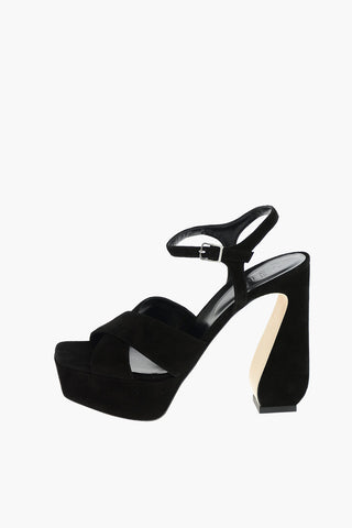 SI Suede Leather Sandals with Crossed Straps 13,5 cm