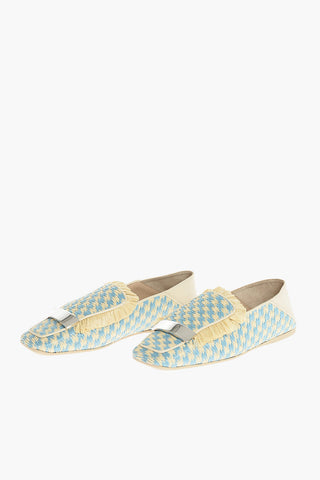 SR1 Slippers in Rafia con Placca in Metallo