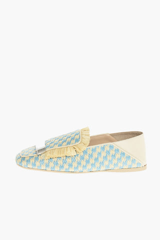 SR1 Slippers in Rafia con Placca in Metallo