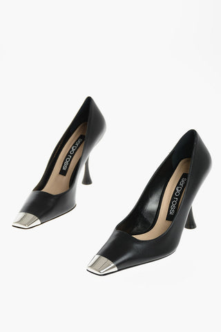 SR TWENTY Soft Leather Pumps with Metal Square Toe 9,5 cm