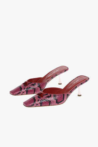 GRAZIE SERGIO Soft Leather Sabot with Python Print 7 cm
