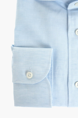 cotton and flax spread collar shirt