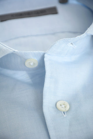 cotton and flax spread collar shirt
