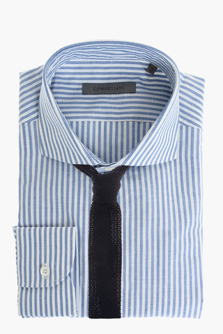 awning striped spread collar shirt