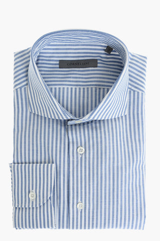 awning striped spread collar shirt