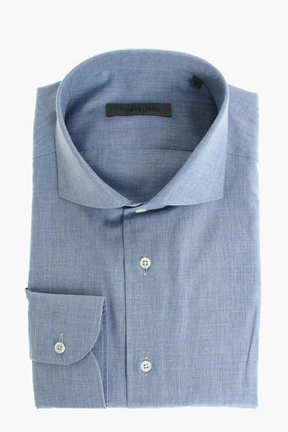 solid color popeline spread collar shirt
