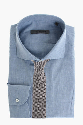 solid color popeline spread collar shirt