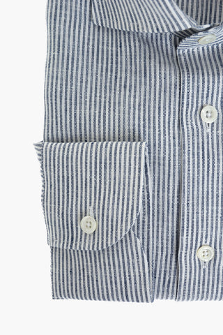 camicia awning striped in lino collo francese