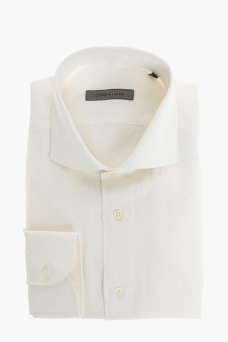 solid color linen spread collar shirt