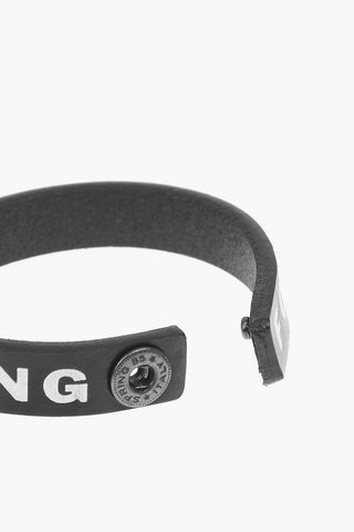 contrasting logoed leather slim A-CONCO bracelet