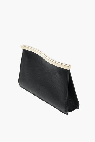 Magnetic Closure WAVY Textured Leather Clutch