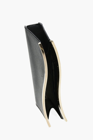Magnetic Closure WAVY Textured Leather Clutch