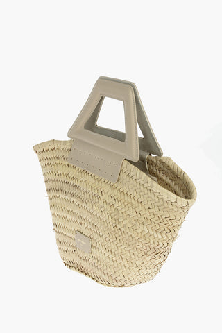 Borsa Tote SCORPIO in Raffia con Manico in Pelle