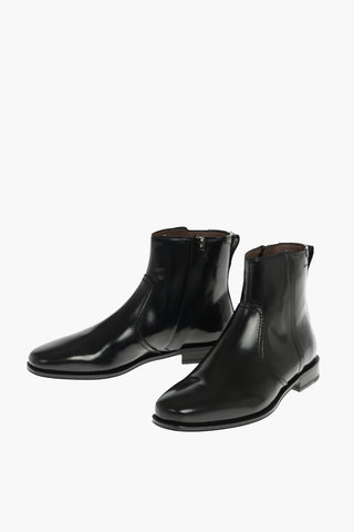 Inner Zip Leather Booties