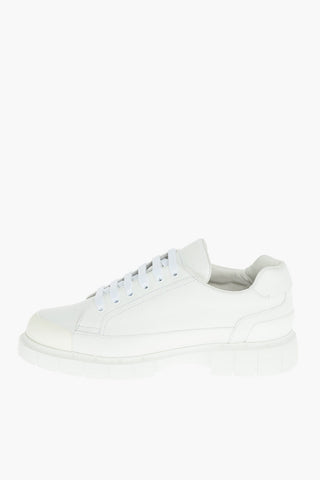 Rubber Sole BLOCK Leather Lace-up Sneakers
