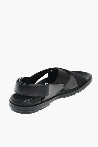 Velcro Fastening Criss Cross Leather Insert Sandals