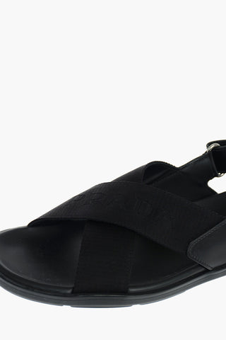 Velcro Fastening Criss Cross Leather Insert Sandals