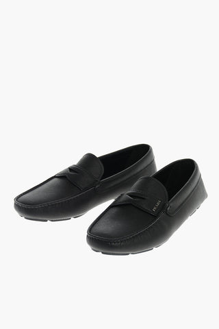 Printed Leather Penny Loafers