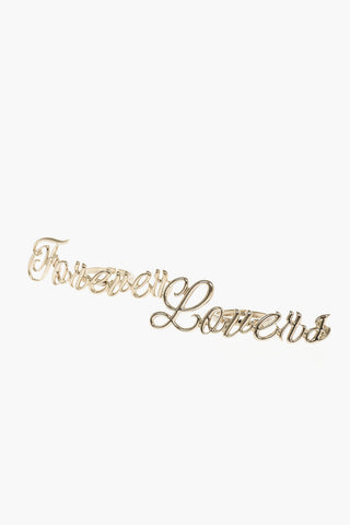 set 2 anelli in metallo con scritta Forever Lovers