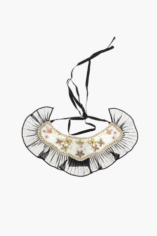 Sequined Embroidered Collar with Ruffles