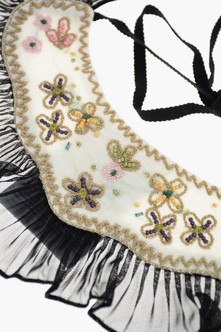 Sequined Embroidered Collar with Ruffles