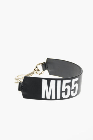 leather shoulder strap for bag with miss you print