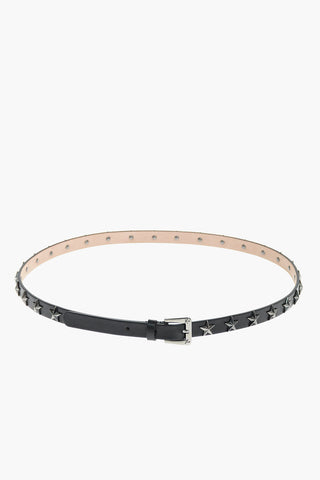 15mm leather belt with star-shaped studs 