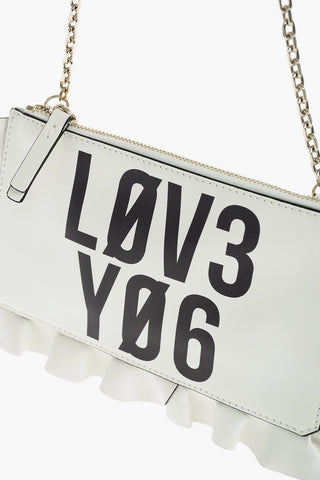 leather bag with chain shoulder strap