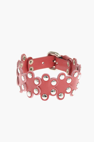 bracciale in pelle con borchie
