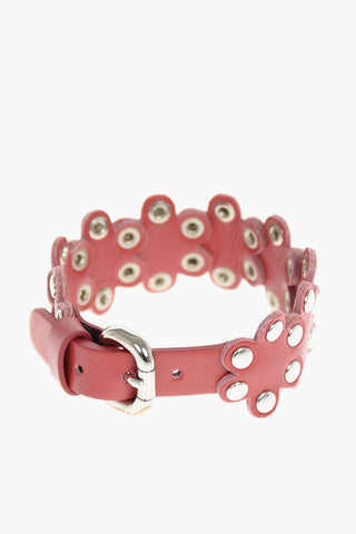 bracciale in pelle con borchie