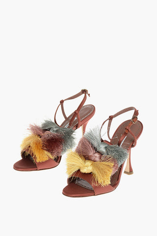 Tassel NOTTA Satin T-Bar Sandals 10cm
