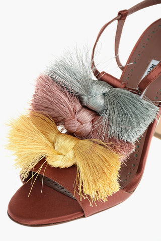 Tassel NOTTA Satin T-Bar Sandals 10cm