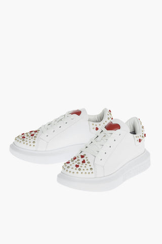 LOVE Studded Leather Lace-up Sneakers
