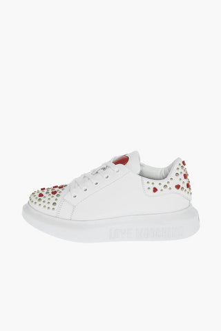 LOVE Studded Leather Lace-up Sneakers