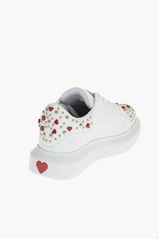 LOVE Studded Leather Lace-up Sneakers